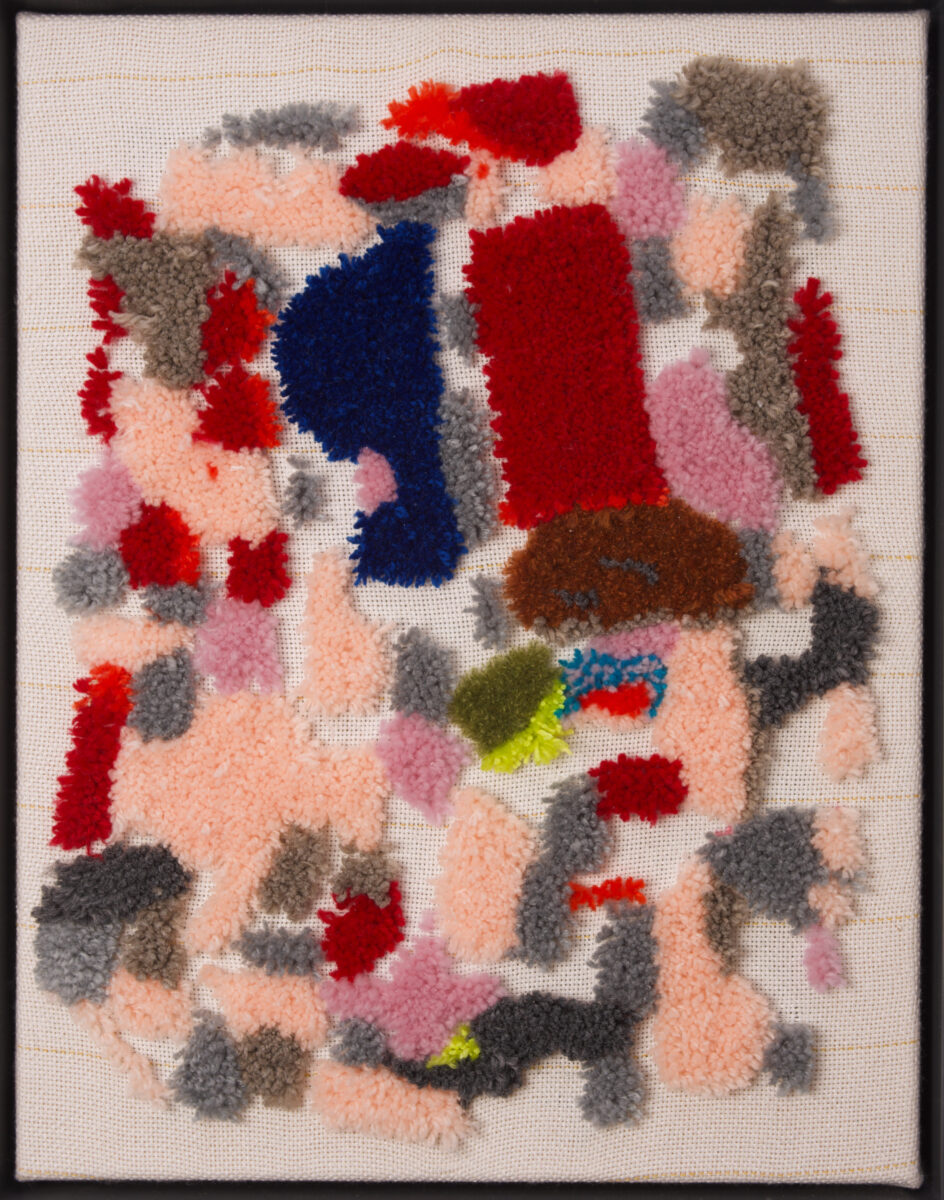 Space Holder tufted yarn on stretched monk cloth 47 x 37 cm